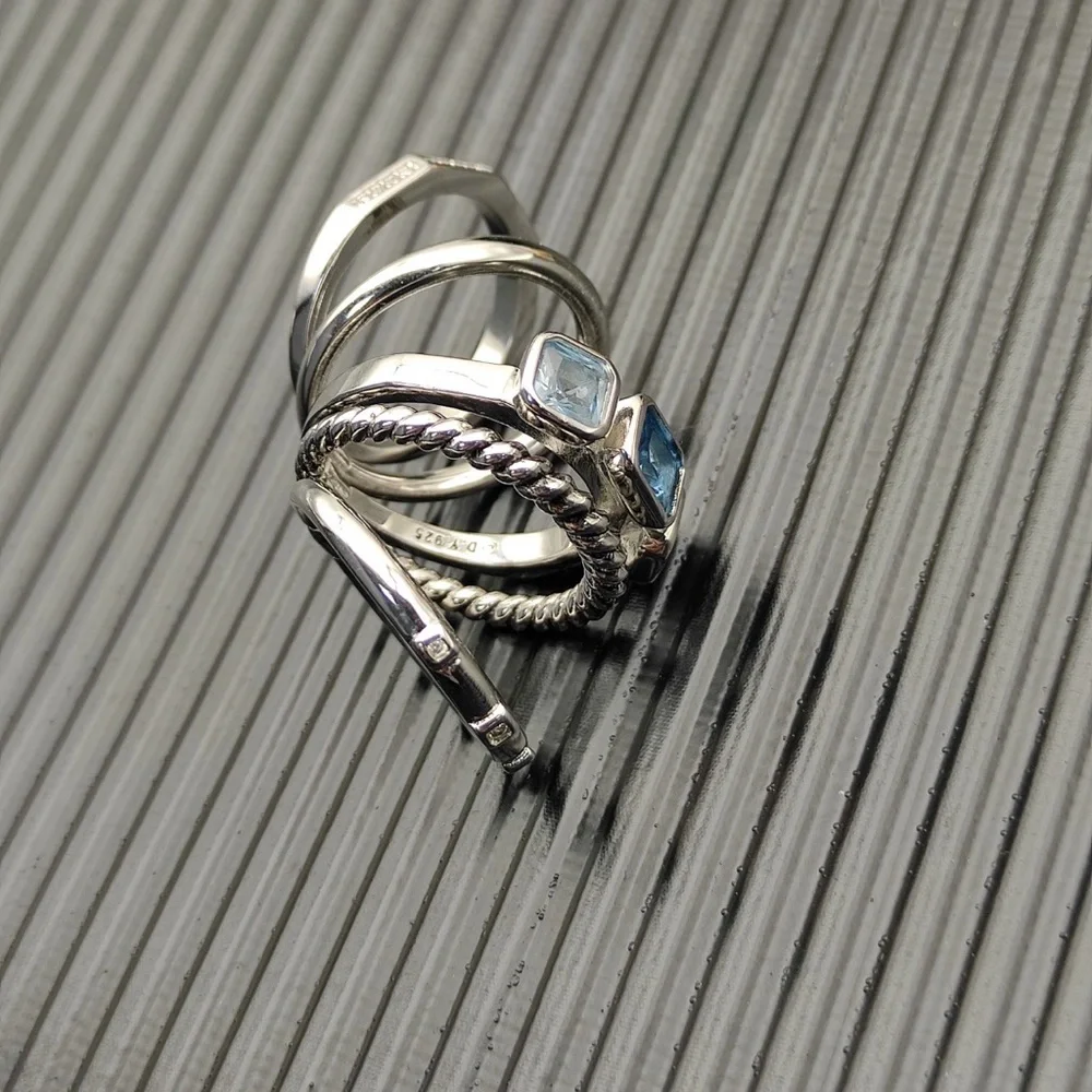 David Yurman Ring Set with Blue Gemstones